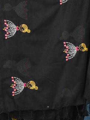 black ethnic motifs cotton blend soft saree 4