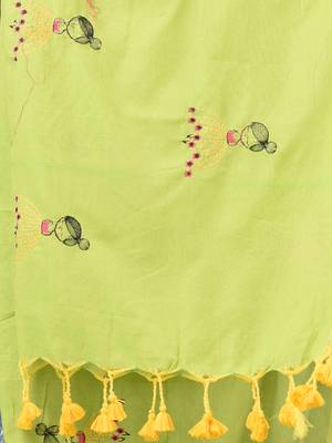 green ethnic motifs cotton blend soft saree 4