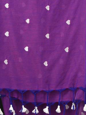purple heart motifs cotton blend soft saree 4