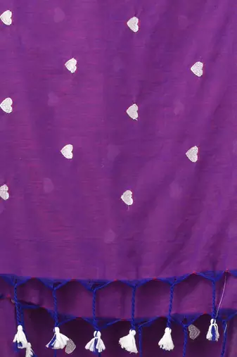 purple heart motifs cotton blend soft saree