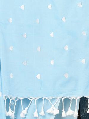 sky blue heart motifs cotton blend soft saree 4