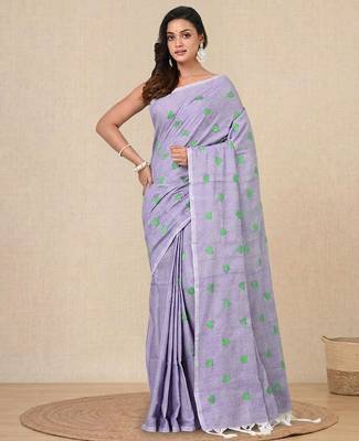 violet heart motifs cotton blend soft saree 1