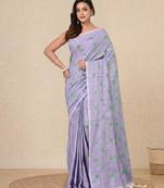 violet heart motifs cotton blend soft saree