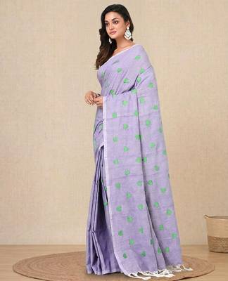 violet heart motifs cotton blend soft saree 2