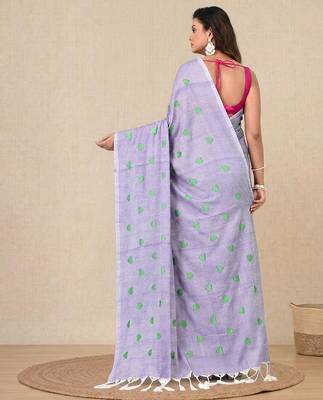 violet heart motifs cotton blend soft saree 3