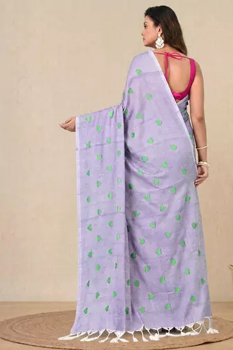 violet heart motifs cotton blend soft saree