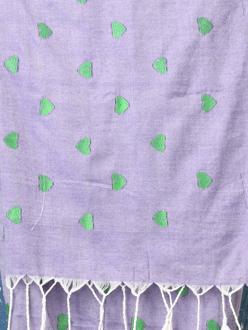 violet heart motifs cotton blend soft saree