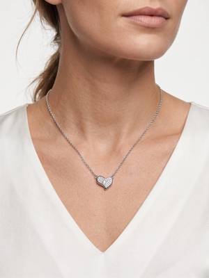 925 Sterling Silver Rhodium Plated Heart CZ Pendant Necklace  Set for Women 1