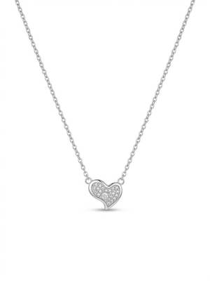 925 Sterling Silver Rhodium Plated Heart CZ Pendant Necklace  Set for Women 2