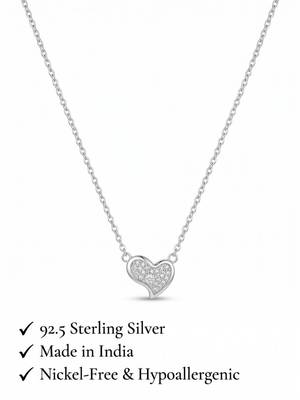 925 Sterling Silver Rhodium Plated Heart CZ Pendant Necklace  Set for Women 4