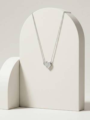 925 Sterling Silver Rhodium Plated Heart CZ Pendant Necklace  Set for Women 5