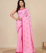 pink heart motifs cotton blend soft saree