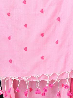 pink heart motifs cotton blend soft saree 4