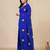 blue leaf motifs cotton blend soft saree
