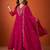 Embroidered Vichitra Silk Flared Kurta Pant and Dupatta Set