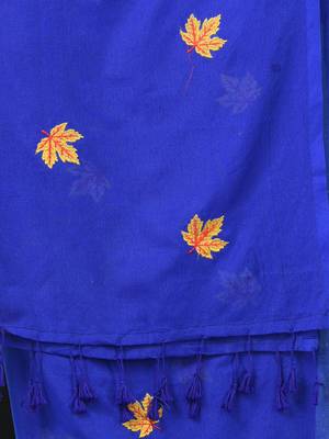 blue leaf motifs cotton blend soft saree 4