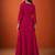 Embroidered Vichitra Silk Flared Kurta Pant and Dupatta Set