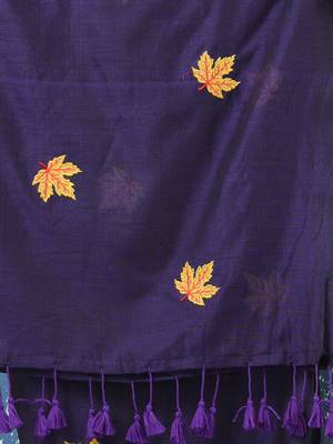 Violet leaf motifs cotton blend soft saree 4