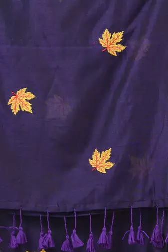 Violet leaf motifs cotton blend soft saree