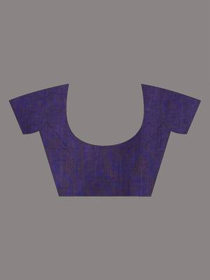 Violet leaf motifs cotton blend soft saree 5