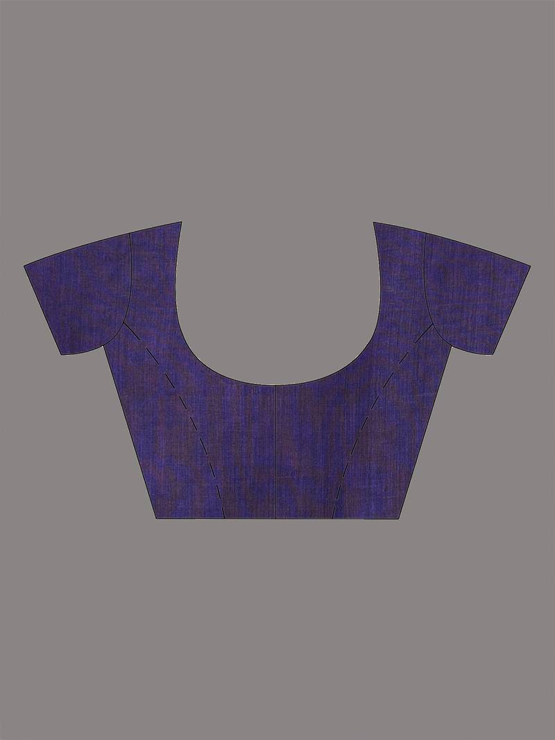 Violet leaf motifs cotton blend soft saree