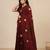 maroon leaf motifs cotton blend soft saree