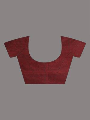 maroon leaf motifs cotton blend soft saree 5