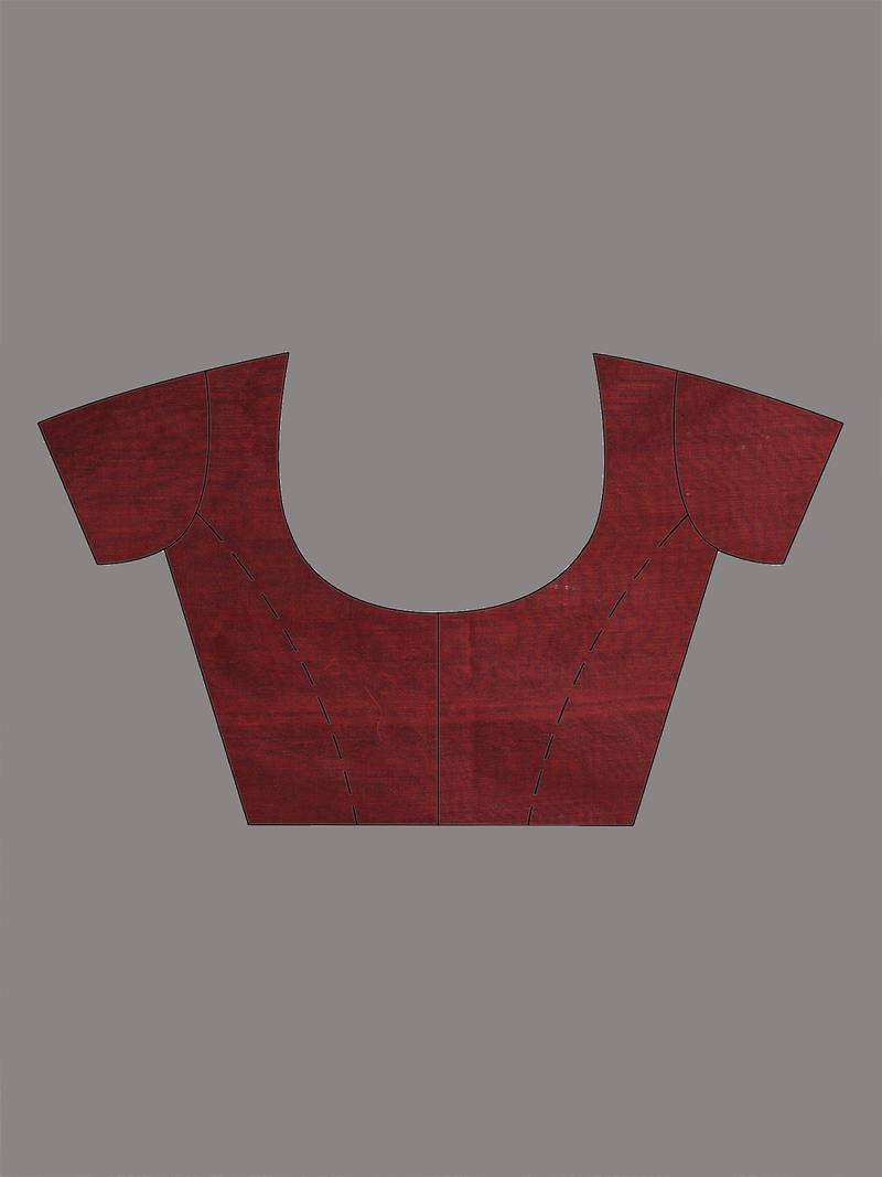 maroon leaf motifs cotton blend soft saree