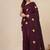burgundy leaf motifs cotton blend soft saree