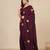 burgundy leaf motifs cotton blend soft saree