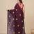 burgundy leaf motifs cotton blend soft saree