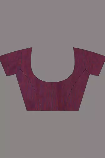 burgundy leaf motifs cotton blend soft saree