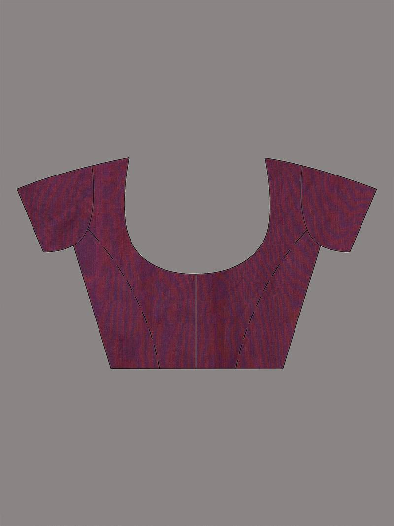 burgundy leaf motifs cotton blend soft saree
