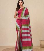 multicolor stripes cotton blend soft saree