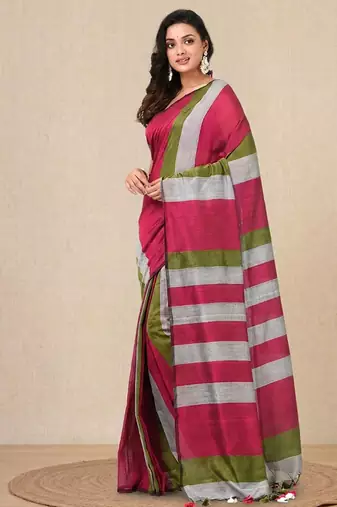 multicolor stripes cotton blend soft saree