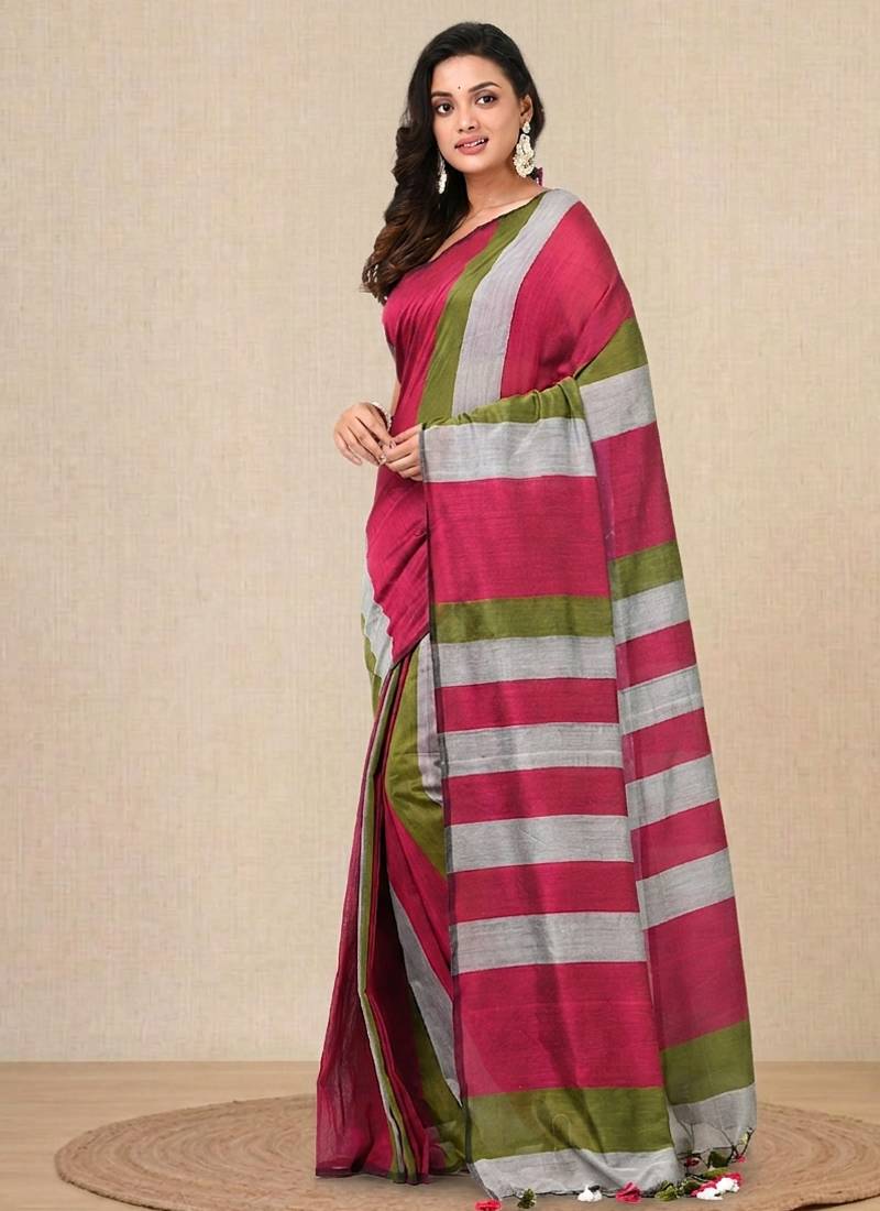 multicolor stripes cotton blend soft saree