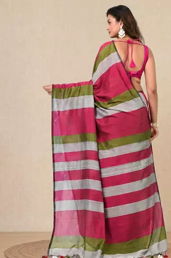 multicolor stripes cotton blend soft saree