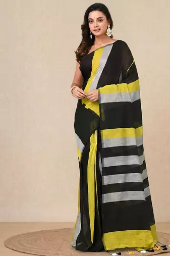 multicolor stripes cotton blend soft saree