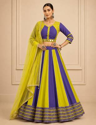 Lavender Cotton Handwork Navratri Lehenga Choli 1