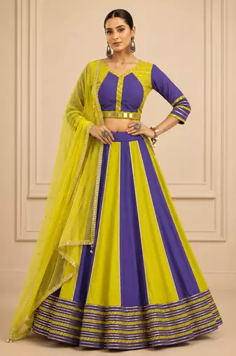 Lavender Cotton Handwork Navratri Lehenga Choli