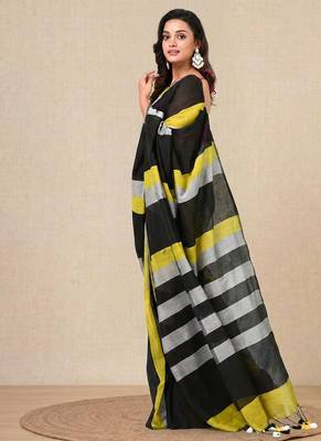 multicolor stripes cotton blend soft saree 2