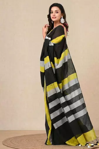 multicolor stripes cotton blend soft saree