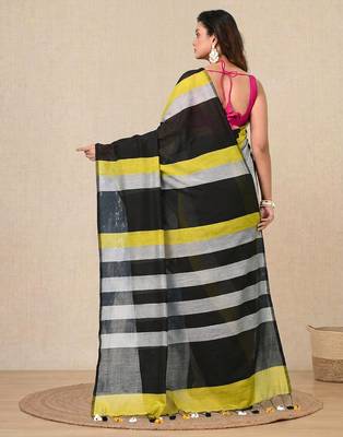 multicolor stripes cotton blend soft saree 3