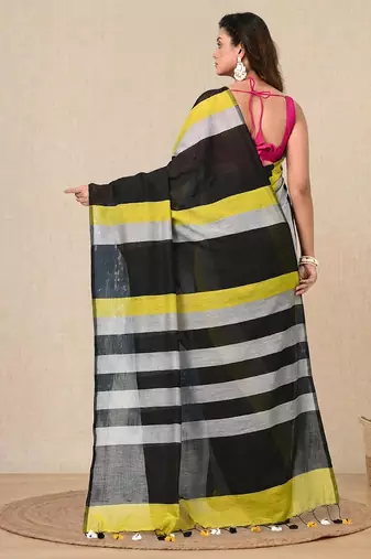 multicolor stripes cotton blend soft saree