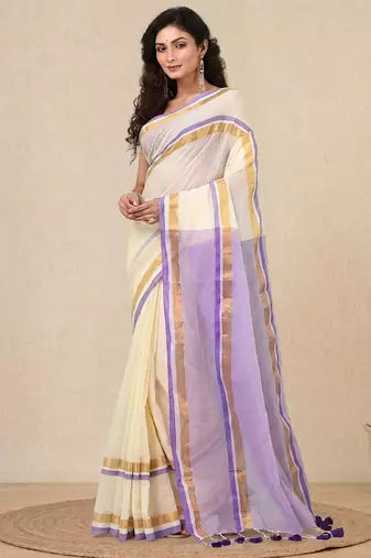 off white solid mulmul soft saree
