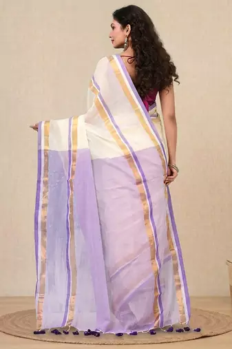 off white solid mulmul soft saree