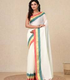 off white solid mulmul soft saree