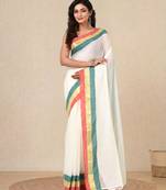 off white solid mulmul soft saree