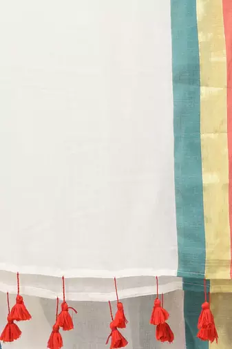 off white solid mulmul soft saree