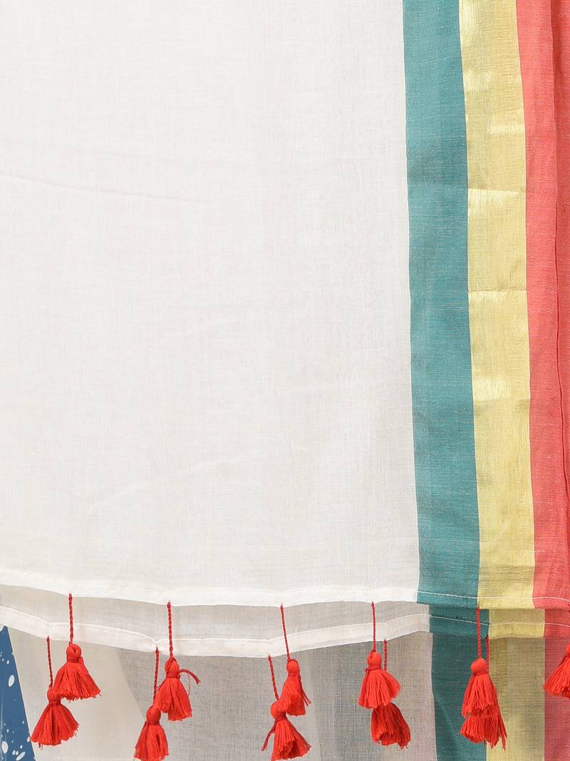 off white solid mulmul soft saree